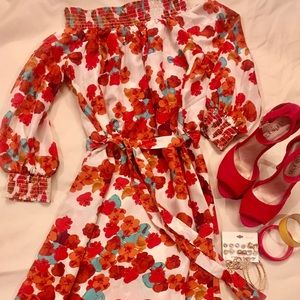 TOMMY BAHAMA Off shoulder silk Tie Front Dress